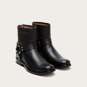 FRYE Phillip Harness Black Ankle Boots